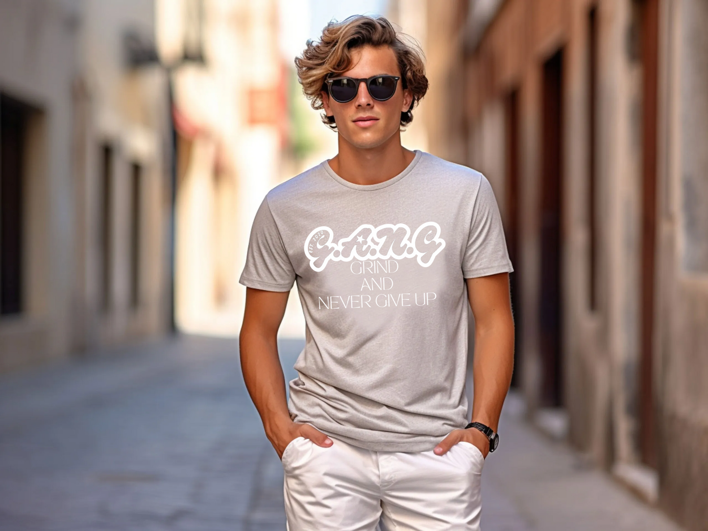 Grind And Never Give up white logo
