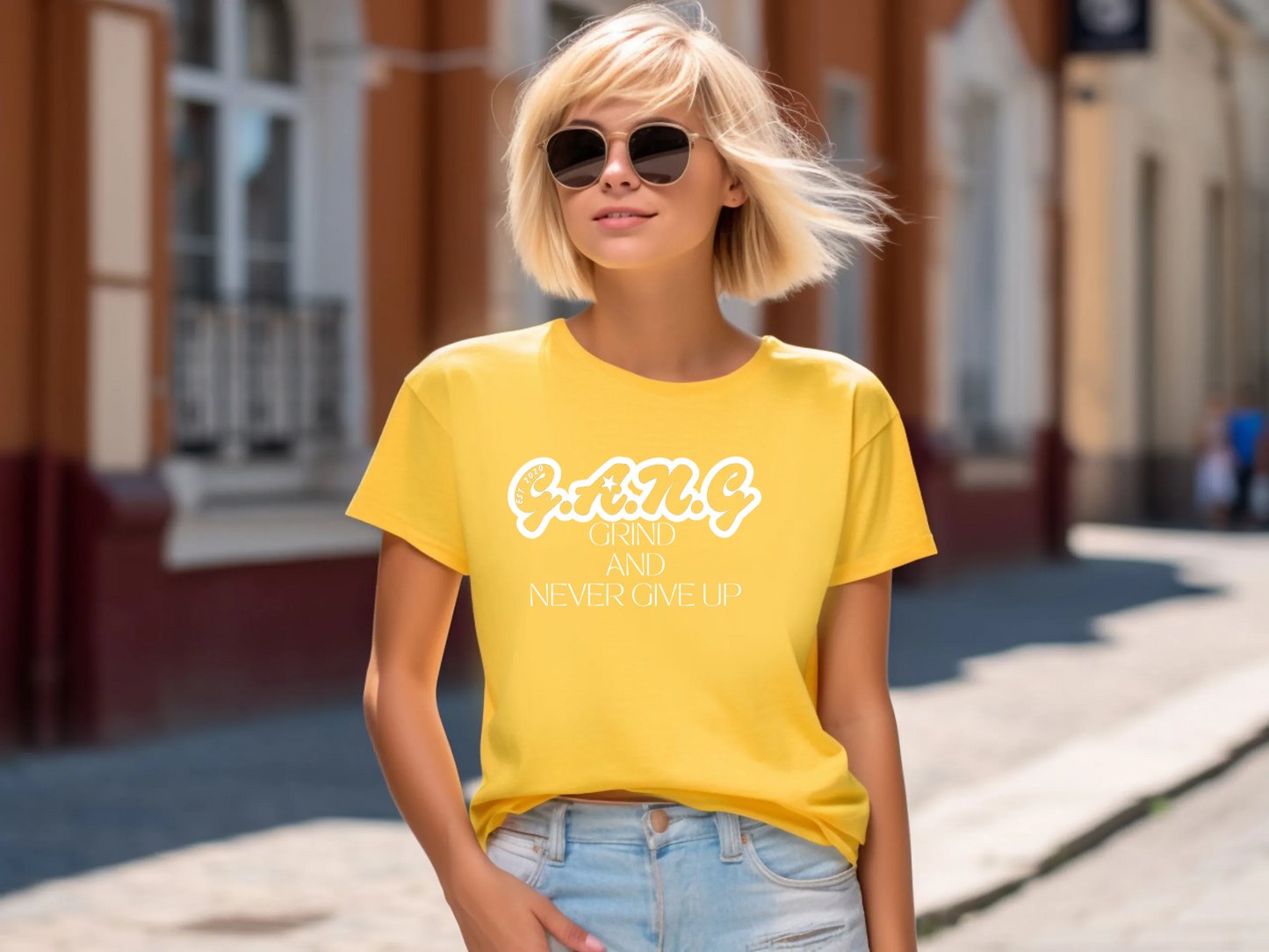 Grind And Never Give up white logo