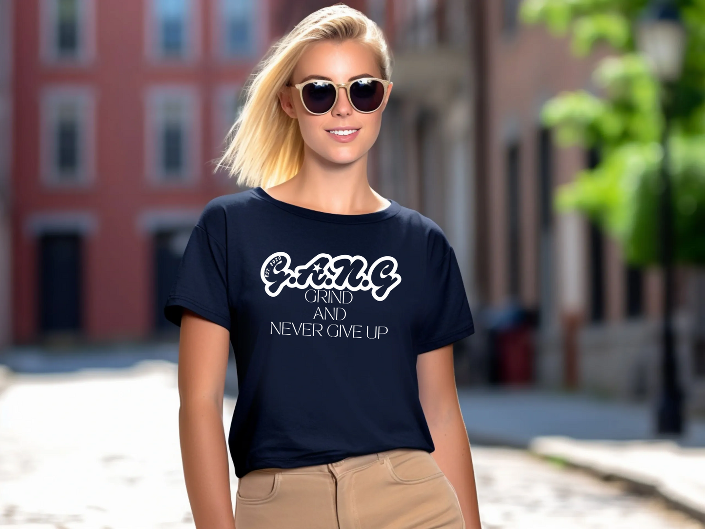 Grind And Never Give up white logo